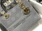 DIOR MEDIUM LADY D-LITE 24 GRAY CANNAGE EMBROIDERY