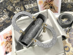 DIOR MEDIUM LADY D-LITE 24 GRAY CANNAGE EMBROIDERY