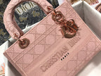 DIOR MEDIUM LADY D-LITE 24 PINK CANNAGE EMBROIDERY
