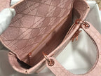 DIOR MEDIUM LADY D-LITE 24 PINK CANNAGE EMBROIDERY