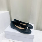 DIOR CD BALLET FLAT BLACK MOP FRONT