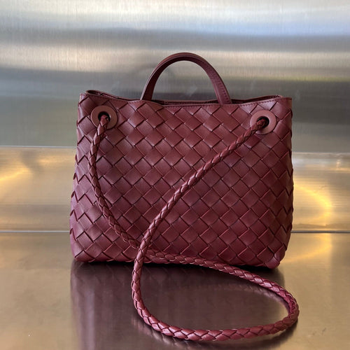 BOTTEGA VENETA SMALL ANDIAMO 25CM DARK RED LAMBSKIN