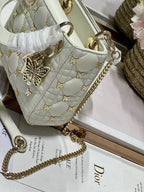 DIOR MINI LADY 17 BUTTERFLY STUD WHITE LAMBSKIN