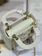 DIOR MINI LADY 17 BUTTERFLY STUD WHITE LAMBSKIN