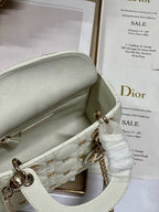 DIOR MINI LADY 17 BUTTERFLY STUD WHITE LAMBSKIN