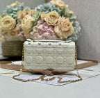 DIOR MISS LADY 21 BUTTERFLY STUD WHITE LAMBSKIN