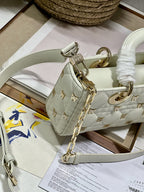 DIOR SMALL LADY D-JOY 22 BUTTERFLY STUD WHITE LAMBSKIN