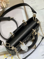DIOR SMALL LADY D-JOY 22 BUTTERFLY STUD BLACK LAMBSKIN