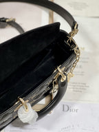 DIOR SMALL LADY D-JOY 22 BUTTERFLY STUD BLACK LAMBSKIN