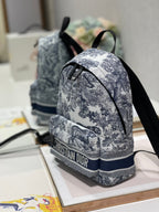 DIOR TRAVEL BACKPACK 20CM WHITE BLUE OBLIQUE JACQUARD