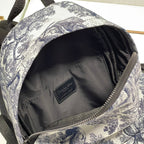 DIOR TRAVEL BACKPACK 20CM WHITE BLUE OBLIQUE JACQUARD