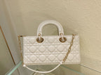 DIOR MEDIUM LADY D-JOY 26 WHITE LAMBSKIN