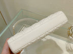 DIOR MEDIUM LADY D-JOY 26 WHITE LAMBSKIN