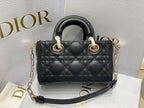 DIOR MICRO LADY D-JOY 16.5 BLACK LAMBSKIN