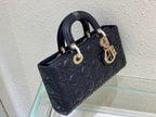 DIOR MEDIUM LADY D-JOY 26 BLACK LAMBSKIN