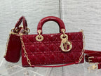 DIOR MEDIUM LADY D-JOY 26 RED PATENT CALFSKIN