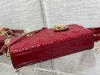 DIOR MEDIUM LADY D-JOY 26 RED PATENT CALFSKIN