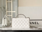 CHANEL WOC 18.5 WHITE LAMBSKIN SILVER HARDWARE