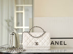 CHANEL WOC 19 WHITE LAMBSKIN SILVER HARDWARE