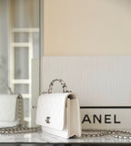 CHANEL WOC 19 WHITE LAMBSKIN SILVER HARDWARE