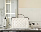 CHANEL WOC 19 WHITE LAMBSKIN SILVER HARDWARE
