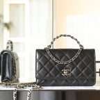 CHANEL WOC 19 BLACK LAMBSKIN SILVER HARDWARE