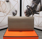 HERMES CLUTCH CONSTANCE 20.5 KHAKI CALFSKIN SILVER HARDWARE