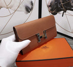 HERMES CLUTCH CONSTANCE 20.5 BROWN CALFSKIN SILVER HARDWARE