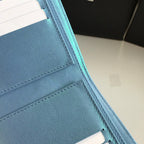 CHANEL FLAP CARD HOLDER 11.5 SKY GRAINED CALFSKIN GOLD ICON