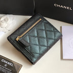 CHANEL FLAP CARD HOLDER 11.5 BLACK GRAINED CALFSKIN GOLD ICON