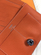 HERMES DOGON WALLET 20 ORANGE GRAINED CALFSKIN
