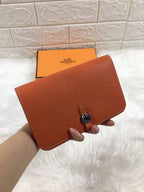 HERMES DOGON WALLET 20 ORANGE GRAINED CALFSKIN