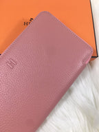 HERMES SILK'IN CLASSIC WALLET 20 LIGHT PINK GRAINED CALFSKIN