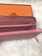HERMES SILK'IN CLASSIC WALLET 20 LIGHT PINK GRAINED CALFSKIN