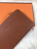 HERMES SILK'IN CLASSIC WALLET 20 RUSSET GRAINED CALFSKIN