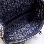 DIOR CAMP DOUBLE BUCKLE BAG 28 IN NAVY BLUE MONOGRAM OBLIQUE JACQUARD