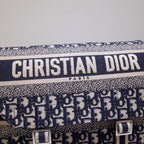 DIOR CAMP DOUBLE BUCKLE BAG 28 IN NAVY BLUE MONOGRAM OBLIQUE JACQUARD