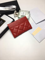CHANEL CARD HOLDER 11.2 RED CALFSKIN SILVER ICON