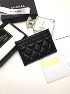 CHANEL BOY CARD HOLDER 11.2 BLACK CALFSKIN GOLD ICON