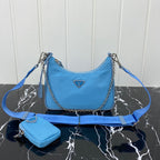 PRADA HOBO 22 BAG IN SAPPHIRE BLUE RE-NYLON