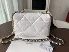 CHANEL 19 FLAP BAG 30 WHITE GOATSKIN