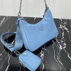 PRADA HOBO 22 BAG IN CERULEAN BLUE RE-NYLON