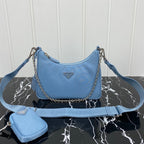 PRADA HOBO 22 BAG IN CERULEAN BLUE RE-NYLON