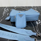 PRADA HOBO 22 BAG IN CERULEAN BLUE RE-NYLON