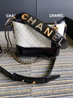 CHANEL MEDIUM 20 HOBO BAG IN WHITE MIX BLACK CALFSKIN WITH STRAP
