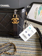 CHANEL MEDIUM 20 HOBO BAG IN BLACK CALFSKIN WITH STRAP