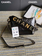 CHANEL MEDIUM 20 HOBO BAG IN BLACK CALFSKIN WITH STRAP