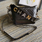 CHANEL MEDIUM 20 HOBO BAG IN BLACK CALFSKIN WITH STRAP