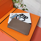 HERMES Zipper Wallet 20 Brown Epsom