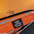 HERMES Zipper Wallet 20 Black Epsom